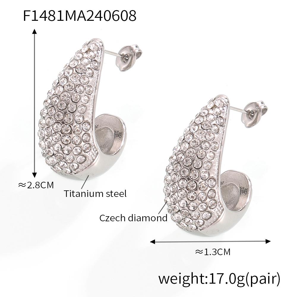 European Style Water Drop Rhinestone Earrings: Fashionable, Light Luxurious, Temperament Enhancing, 18K Gold-Plated Titanium Steel.