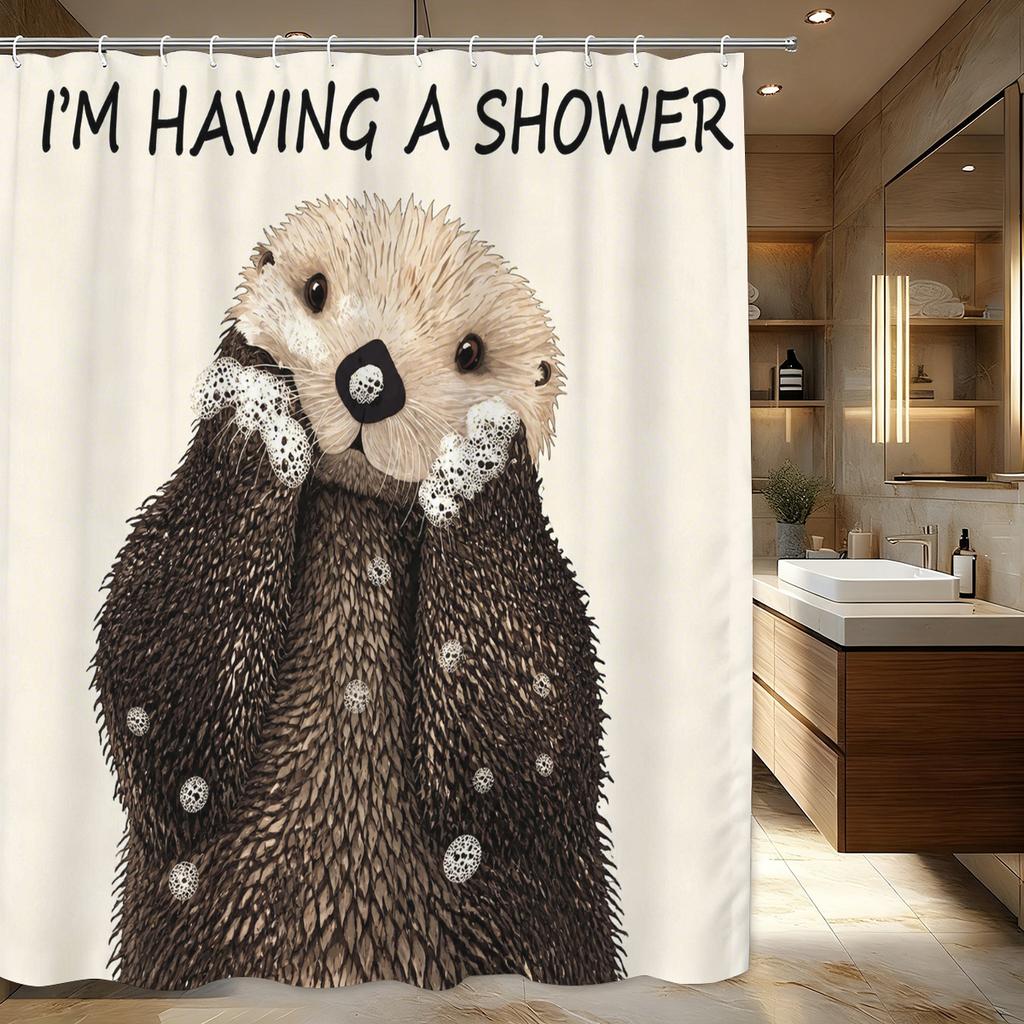 Vibrant & Cute Themed Polyester Bathtub Curtain - Whimsical Animal & Patterned Bathroom Decorative Shower Curtain