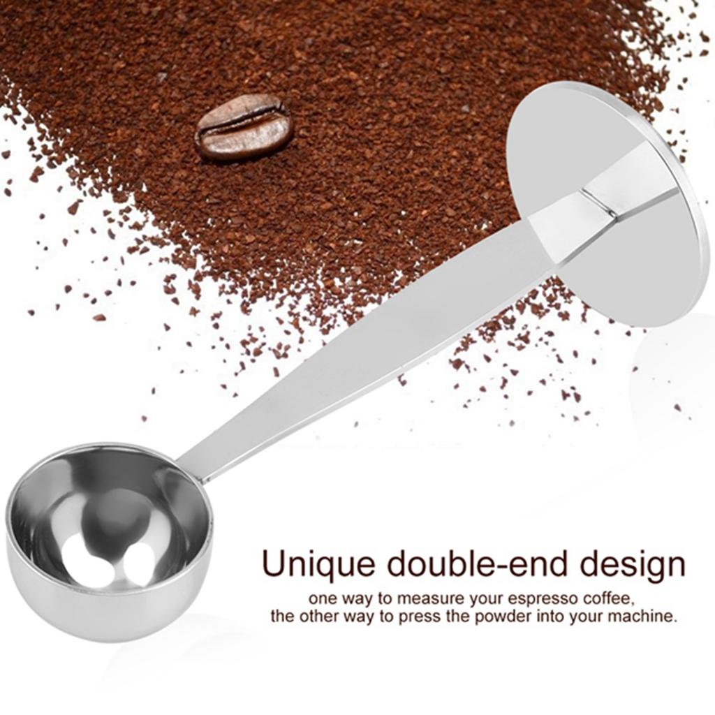 Dual Purpose Stainless Steel Tamping Measuring Coffee Bean Powder Spoon Scoop