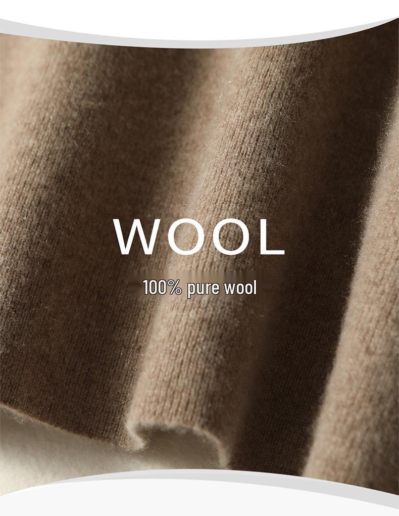 2025 Autumn/Winter Pure Wool Plus Size Round Neck Knitwear - Mid-Length Long Sleeve, Simple Style