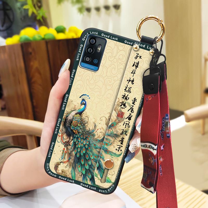 Schutzhülle im chinesischen Stil für ZTE Blade A71 Handschlaufe Armband Stoßfestes Silikon Wasserdicht Anti-Stoß