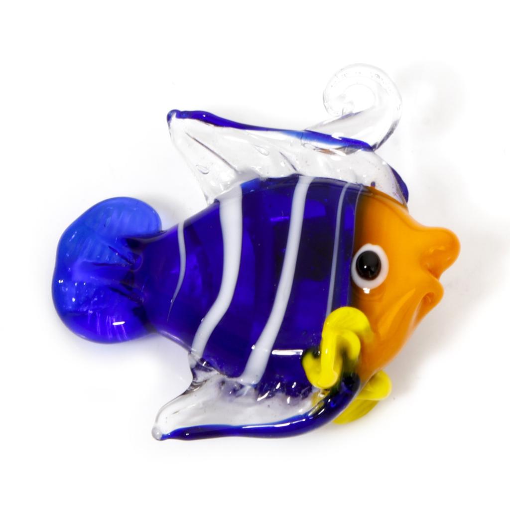 1 Piece 3D Fish Lampwork Charms Multicolor Glass Ocean Jewelry Pendants Cute Jewelry Accessories for Jewelry Making 3.5x3.4cm