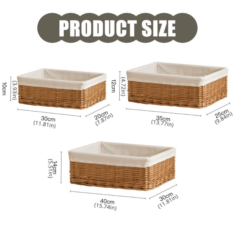 Coșuri Organizatoare din Răchită Naturală Stil Pastoral Multifuncțional Depozitare de Birou Coș de Depozitare din Ratan Pentru Jucării Fructe