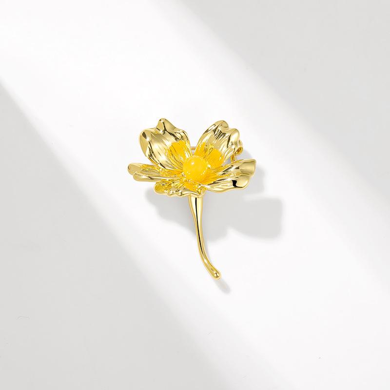 Bo Xin Yun Fresh Orchid Agate Gold Pin - Japanese Korean Cardigan Sweater Brooch Accessory