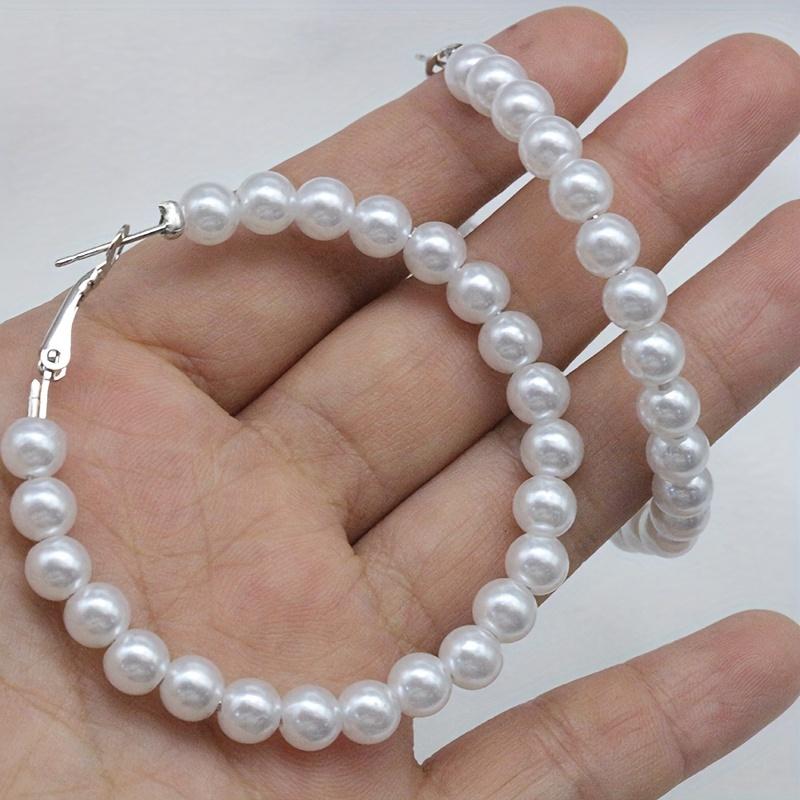 Charming Faux Pearl Hoop Earrings Stylish Dazzling Jewelry for Parties Chic Design Ideal Holiday Birthday Gift for Women