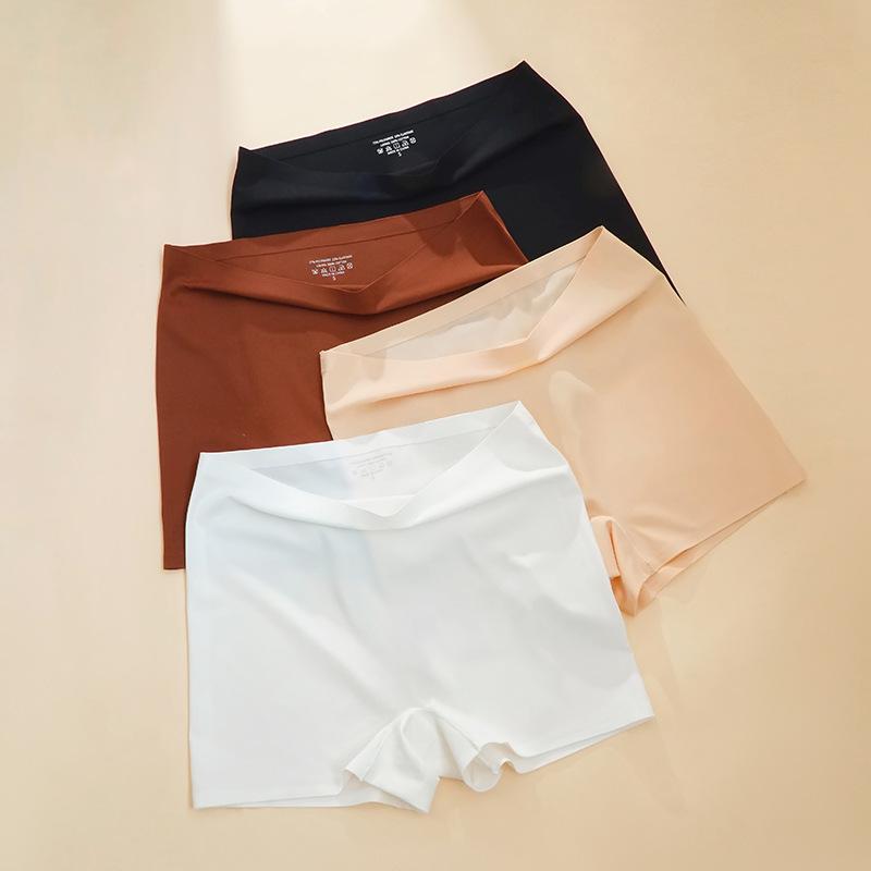 Women's High-waisted Safety Shorts Anti-exposure Ice Silk Seamless Base Layer Plain Color Underwear