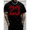European Sizes Men'S Casual Graphic T-Shirt with Red Number 23 and Signature Print | Breathable, Moisture-Wicking, Regular Fit Short Sleeve