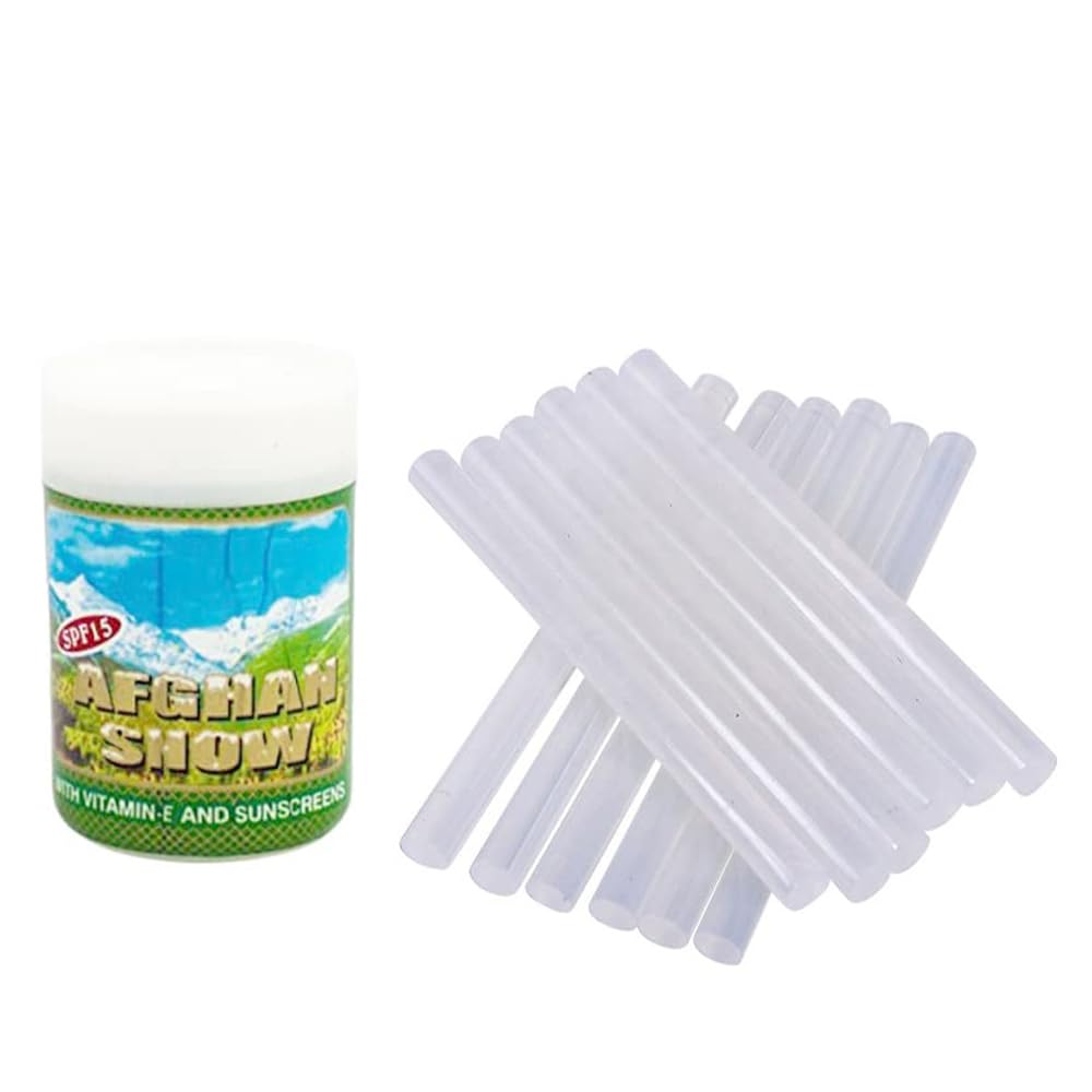 

RSINC Afghan Snow With Vitamin E And Sunscreens - SPF 15 And Moisturizer Oil Since 1909 Vitamin E, Sunscreens Free Transparent Glue Stick for gun