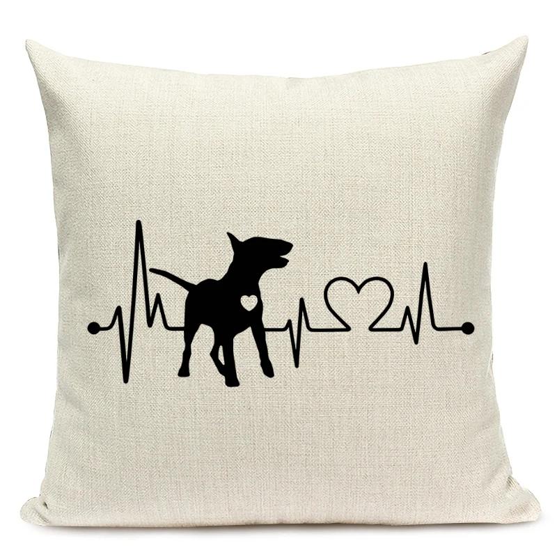 Black and White Animal Cushion Cover Dachshund Dog Shapi Dog Wave Heart Print Sofa Decorative Pillow Case