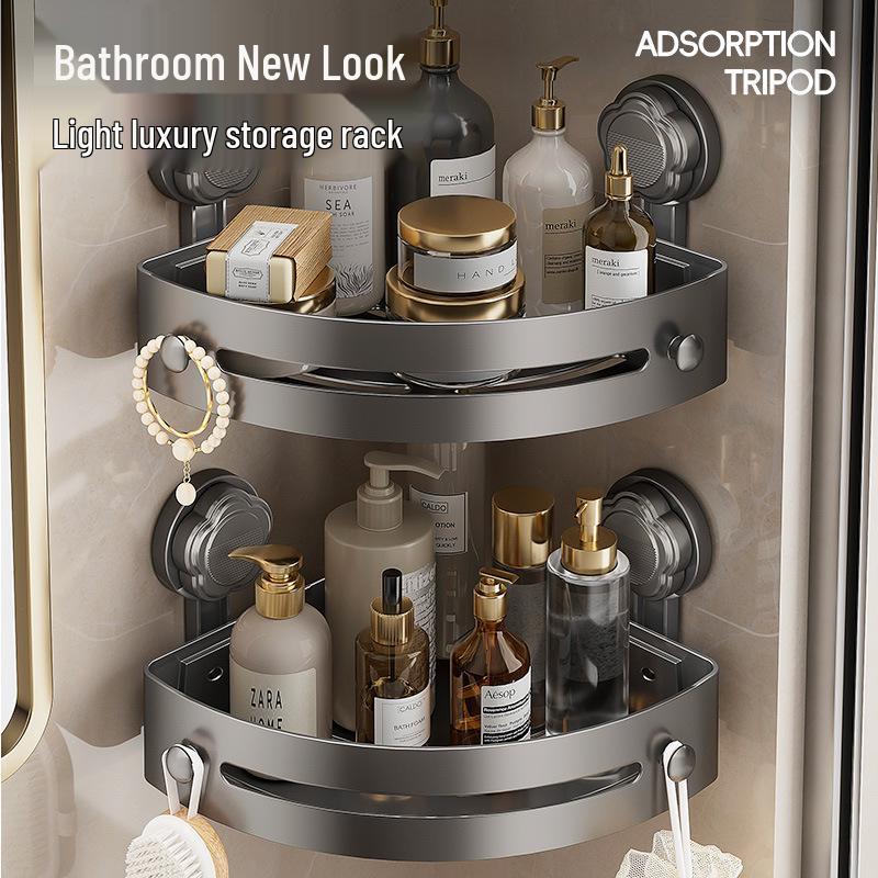 Punch-Free Suction Cup Triangle Bathroom Storage Rack