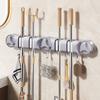 Multi-Function Suction Cup Mop Holder Bathroom Shower Dormitory No Drilling 2/4/6 Clip Hooks Modern Minimalist Design
