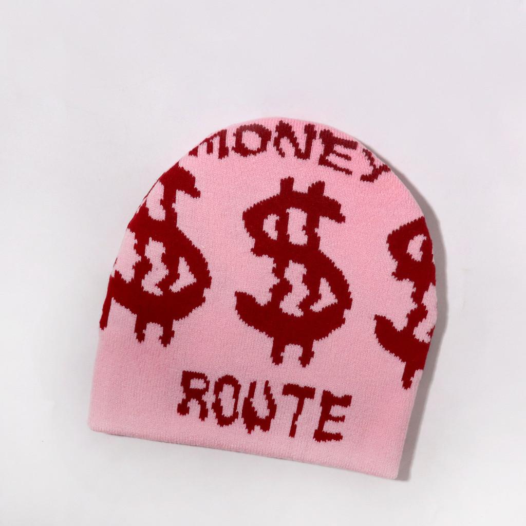 Fashion Knitted Hat With Money And Letter Printing Design For Daily Cold Season