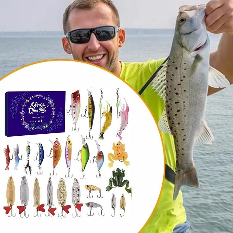 24pc fishing bait set gift box Christmas countdown fishing gear set gift Christmas bait themed fishing enthusiast gift box