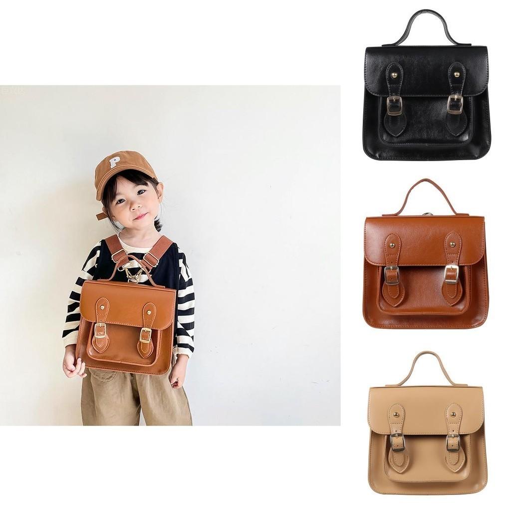 Sac à dos tendance en cuir PU souple pour enfants, couleur Kaki, Noir et Marron, pour l'école au quotidien