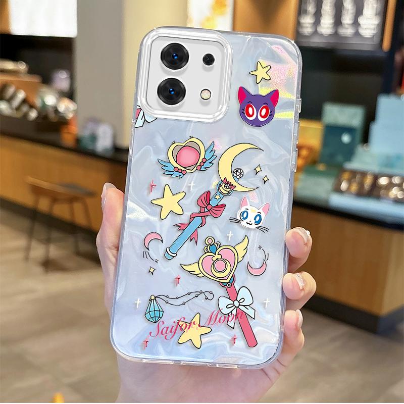 Lovely Sailors Moons Cartoon Phone Case for Redmi Note 13 12 11 10 9 ProPlus 13C 12C 10C 9C A2 A1 Hard Gradient Shockproof Cover
