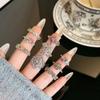 Niche Zircon Four-Leaf Clover Pink-Green Ring: Light Luxury Trendy Women's Finger Ring