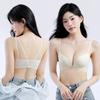 Summer Solid Color Front Buckle Women's Steel-free Back Bra Cover Gathers Medium and Thick Cup Thin Shoulder Strap New Model