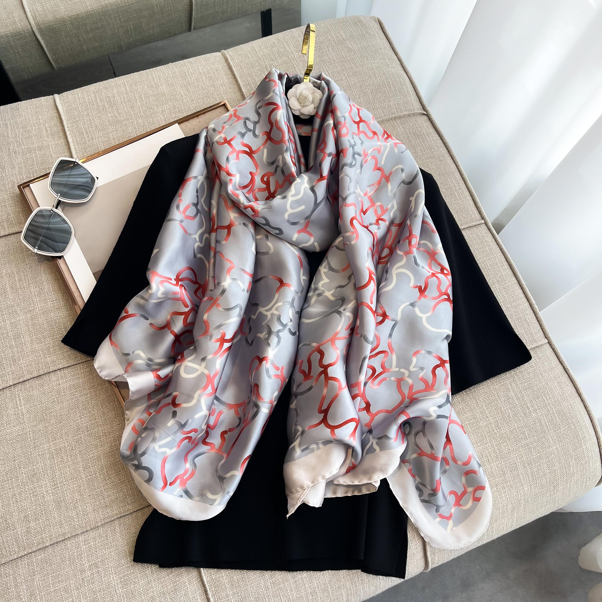 Lente Sjaal Dames Luxe Design Sjaal Zijde Gladde Sjaal Zachte Moslim Hoofdband Sjaal Strand180*90Cm