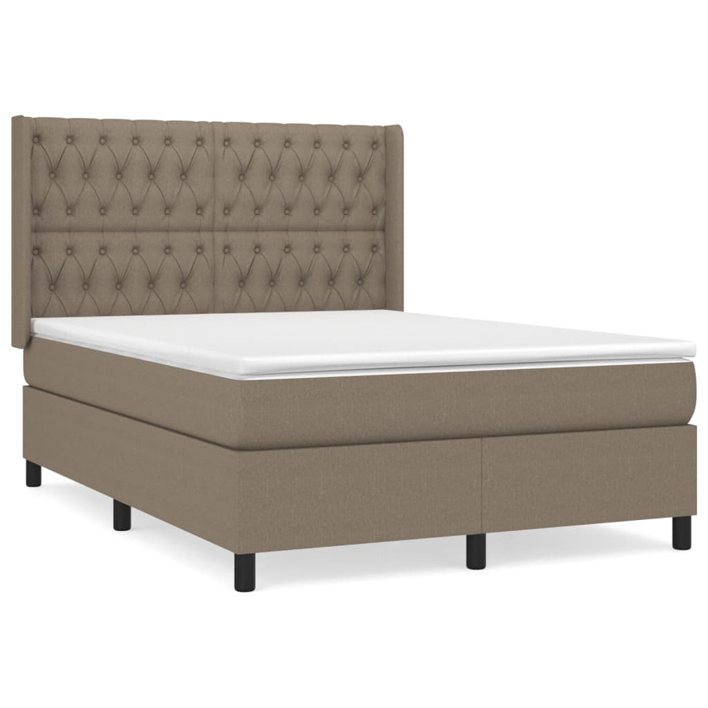 Vidaxl Letto Continentale Con Materasso, Taupe, Tessuto, 140X190 Cm