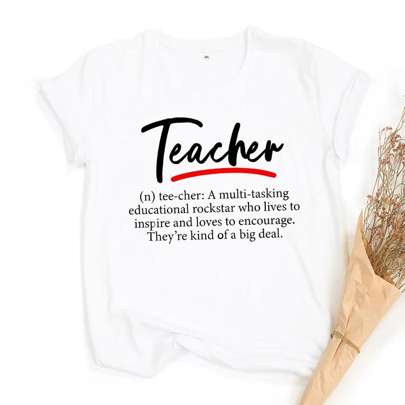 Unisexs Harajuku Aesthetic Oneck Casual Tee Funny Teacher Definition School Teacher Gift Top