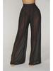 Pantalones Europeos y Americanos de Estilo Caliente de Malla con Volantes Semitransparentes de Pierna Ancha