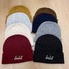 Letter Embroidered Wool Hat Women's Autumn and Winter Warm Ear Protection Versatile Knitted Hat Showing Small Face Big Head Circumference Loose Hat