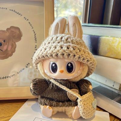 3pcs Handmade Crochet Set for Labubu No Doll Includes Clothes, Bag, Hat Labubu Accessories, Cosplay,