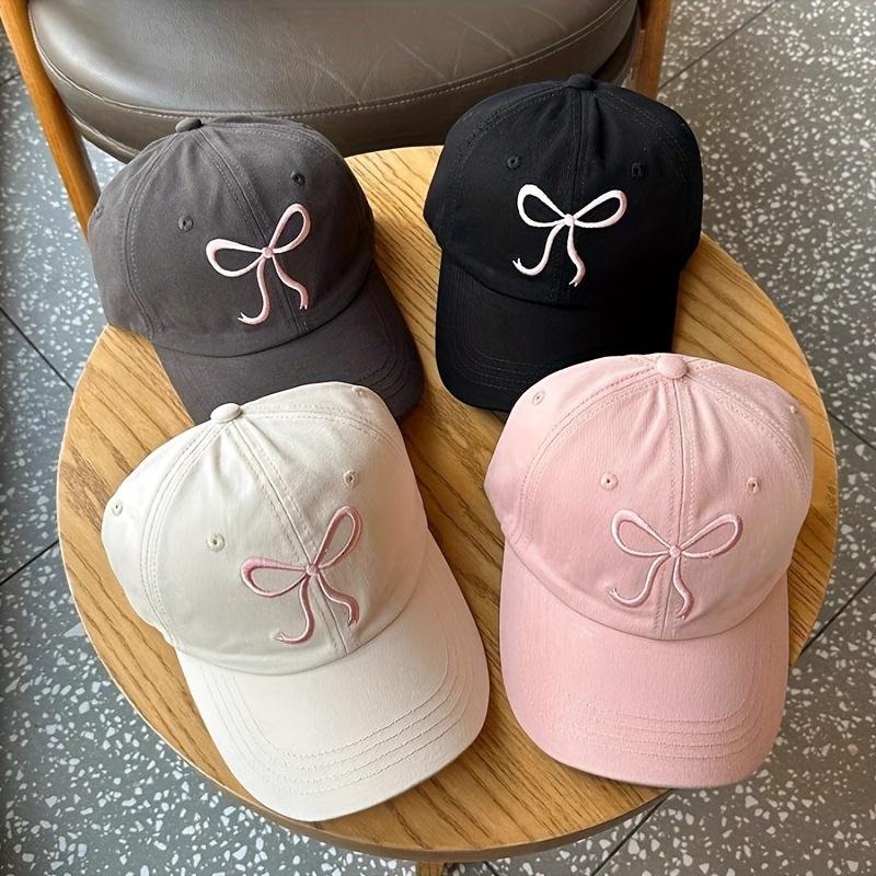 2PC Adjustable Embroidered Bow Baseball Cap,Sun Protection Hat,Suitable for Various Activities Such As Run,Cycling,Play Ball Etc