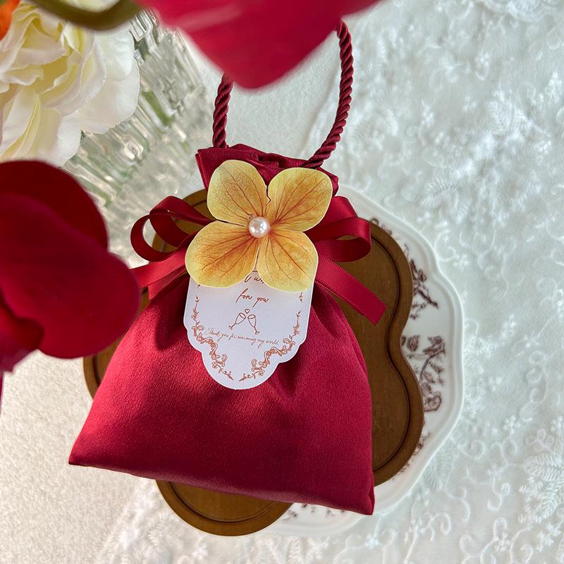 Elegant Satin Wedding Candy Bags and Boxes