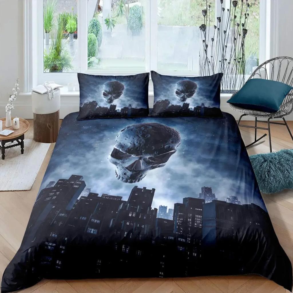 Halloween Tree Bedding Set Queen King Horror Theme Comforter Cover Gothic Spooky Twin Full Duvet Cover Branches Grey Quilt Cover