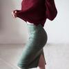 Vår Høst Chic Blyantskjørt Kontorlook Naturlig midje Knelengde Solid S-XL