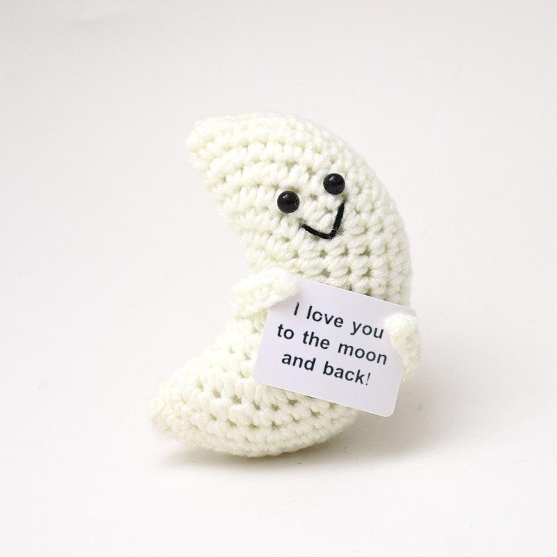 Handmade Knitted Fish Doll Desktop Ornament Home Room Decor Funny Emotional Support Positive Energy Turtle Doll With Card Gifts