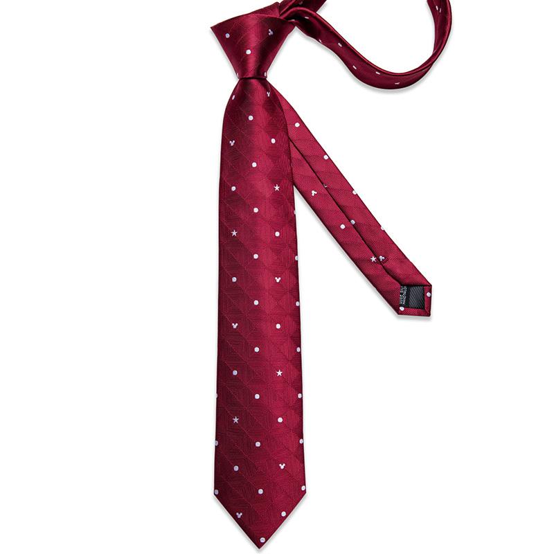 Dibangu Men Tie Polka Dots Wedding Accessories Tie Men Hanky CufflinkS Silk Tie Set for Party Business Fashion