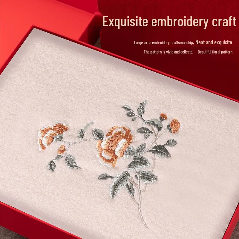 Hengyuanxiang Women's 100% Wool Embroidered Scarf & Shawl Gift Set