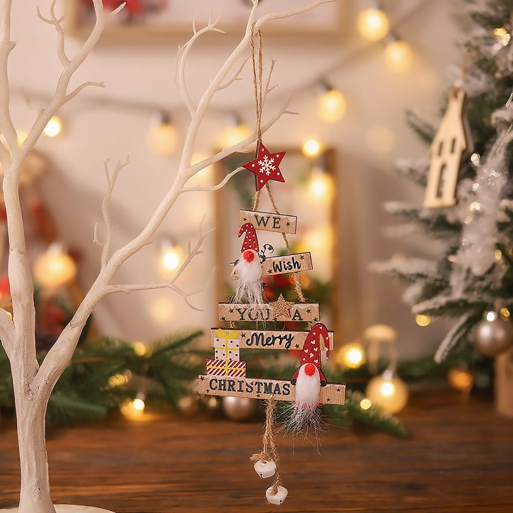 Wooden Christmas Tree Pendant Ornaments Santa Claus Label Xmas Tree Hanging Christmas Decor for Home Party Navidad Gift New Year