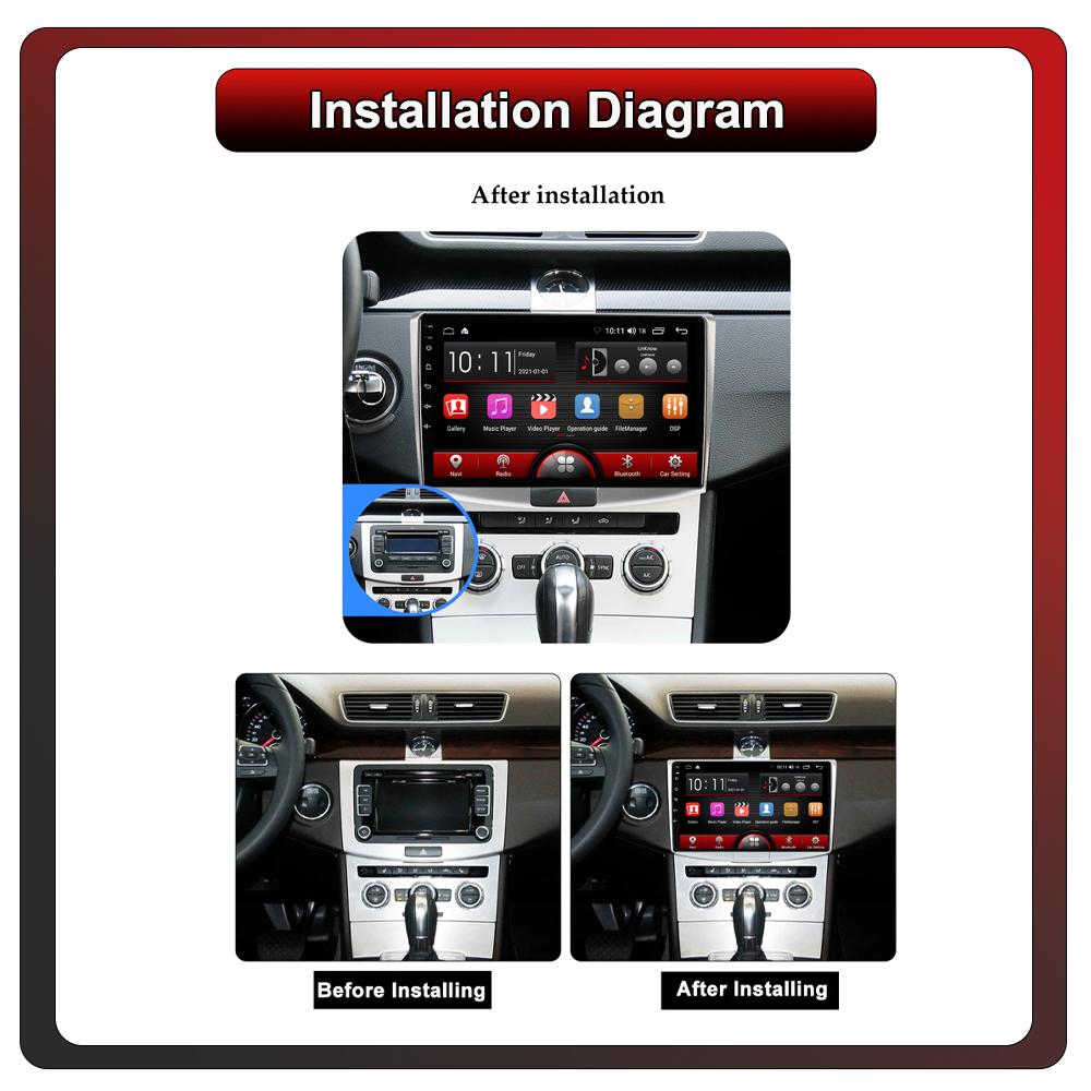 2Din Android Car-Play Car Radio,Volkswagen Passat B6 B7 CC 2010-2015,Multimedia Player Head Unit Stereo GPS Navigation BT WIFI,1+16GB