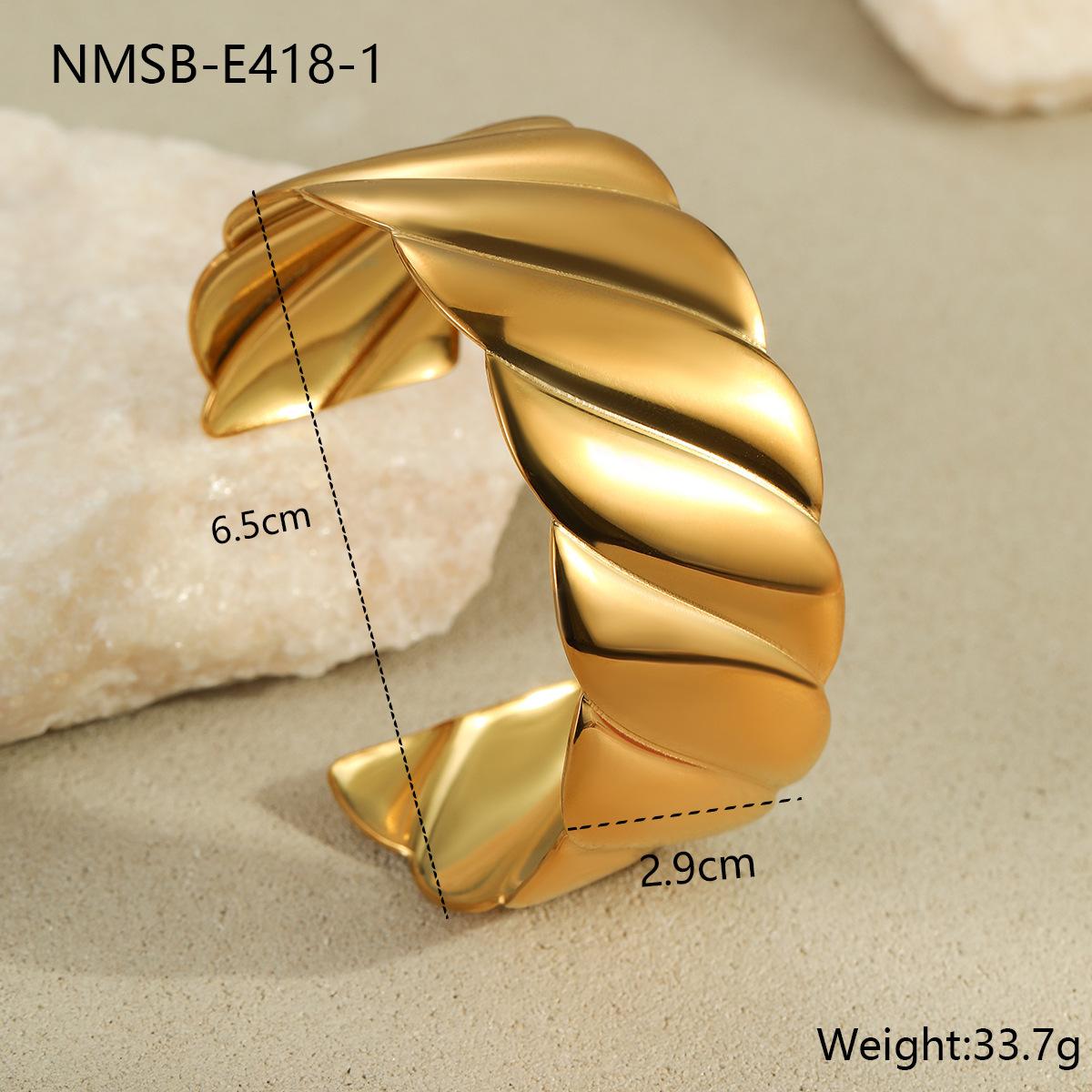 GEMCHIC Women s Fashion Gold Wide Cuff Bracelet Set Stainless Steel Geometric Open Bangle 18K