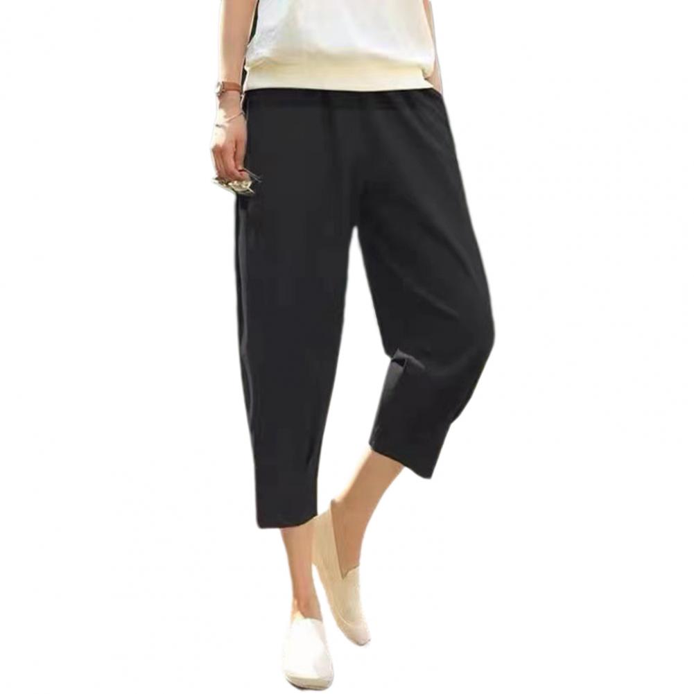 Women Casual Pants Summer Women's Casual Cropped Trousers Lightweight Elastic Waist Pants for Daily Wear Breathable for Women