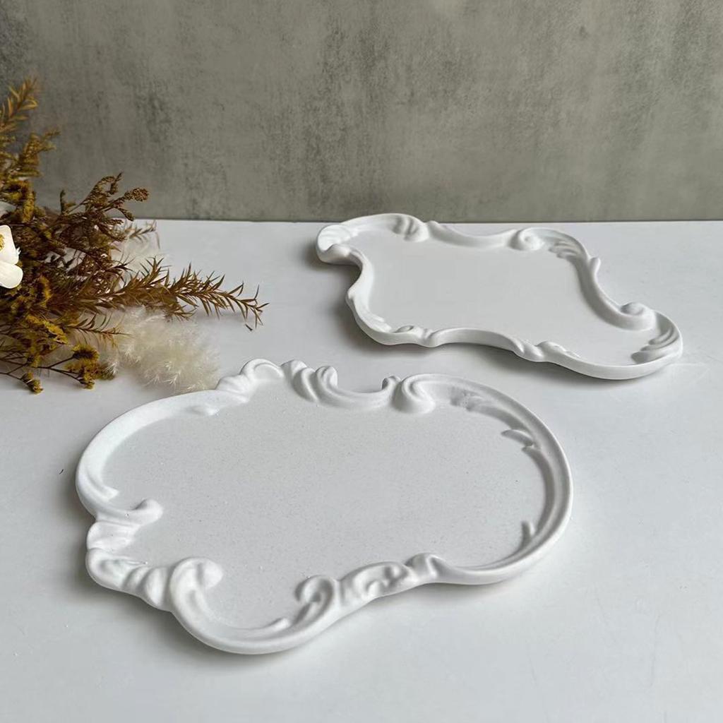 Versatile Silicone Tray Mold Delicate European Design Lace Relief Tray Resin Mold DIY Cement Plaster Gypsum Mould