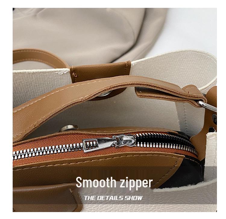 2025 Women's Color Block Bucket Bag - Korean Style Versatile Handbag and Crossbody for Ladies