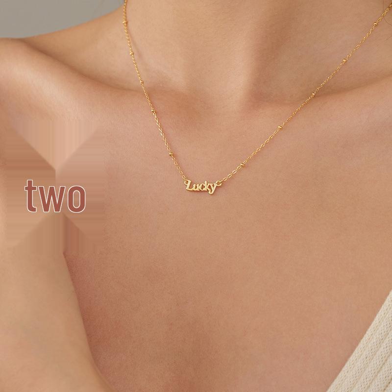 925 Sterling Silver Letter Pendant Necklace - Women's Simple Lock Clavicle Chain Fashion Choker