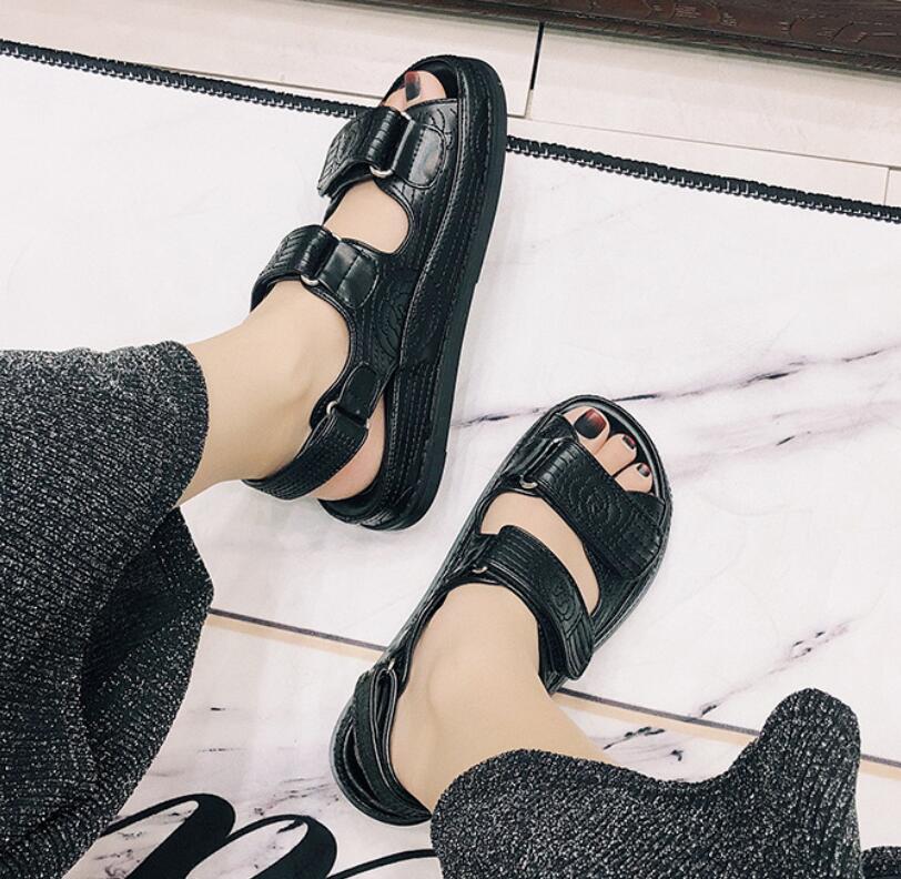 Fashion Brand Plaid Sandals Women Hook&Loop Shoes Lattic Sandalias Mujer Genuine Leather Platform Sandales College Girls Sheepskin Shoes