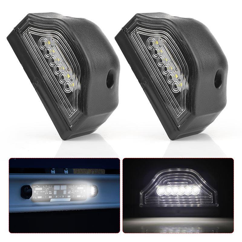 Universal 6 LED License Plate Light 12V 24V White Rear Driving Light Side Marker Lamp For Car Motorcycle Truck Trailer Lorry Van