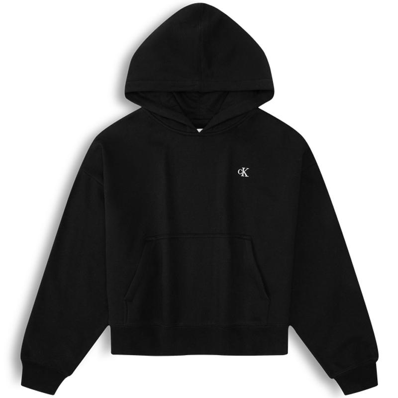 

Calvin Klein Ck Embroidered Letter Fleece Casual Hoodie Women hoodies Space-Black 40WI255-BAE L