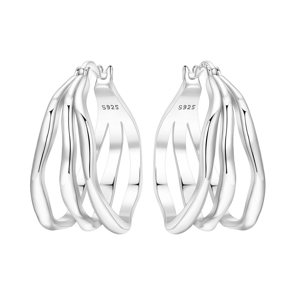 925 Sterling Silver Curve Weaving Large Circle Series Earring Jewelry Versatile Hoop Earrings for Women Jewelry Fine Gifts