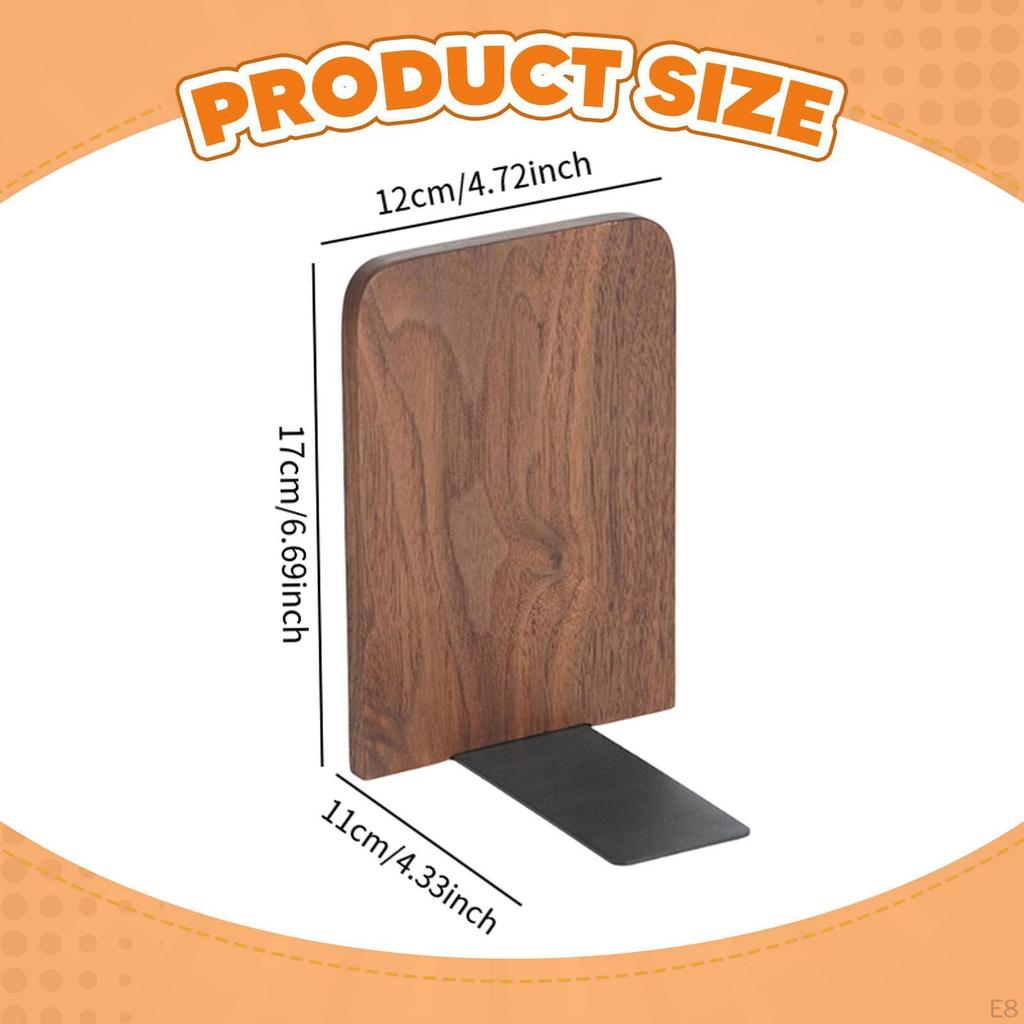 Wooden Book End Books Stopper Heavy Duty Elegant for /magazines Support Bookcase