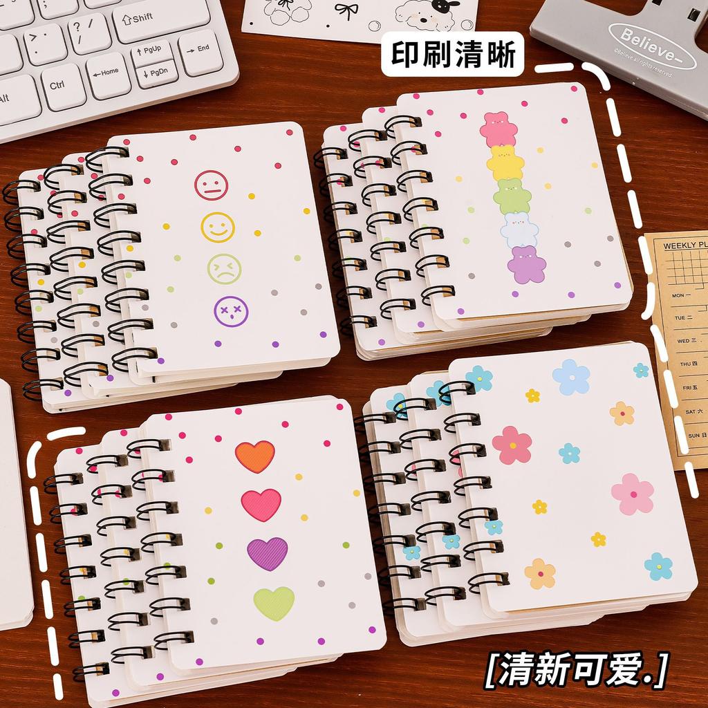 Kawaii Cartoon Hyuna Flower Side Fold Coil Notebook Student Mini Portable Loose Leaf Notepad A7 Pocket Office School Supplies