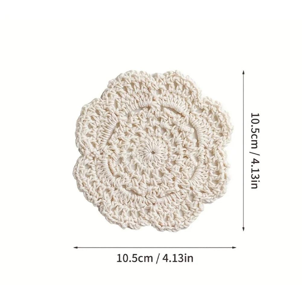 16PCS Bohemian Style Crochet Coasters Handmade Cotton 10 5cm for Coffee Table Restaurant Retro Home Decoration