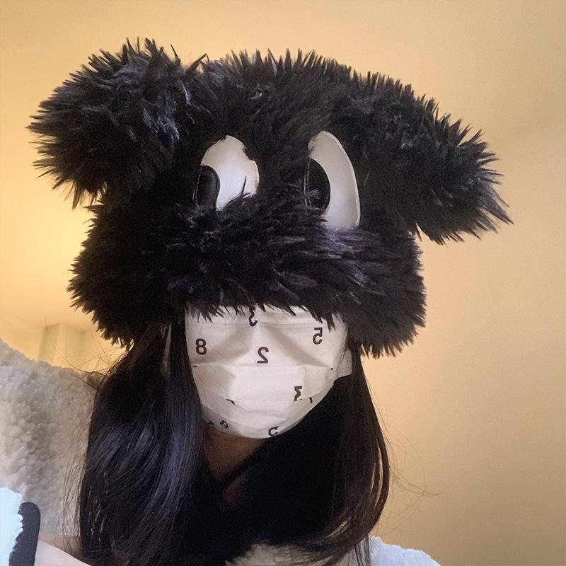 Cartoon Big eared Puppy Plush Hat Korean Style Female Autumn and Winter Cute and Funny Thickened Warm Photo Hat