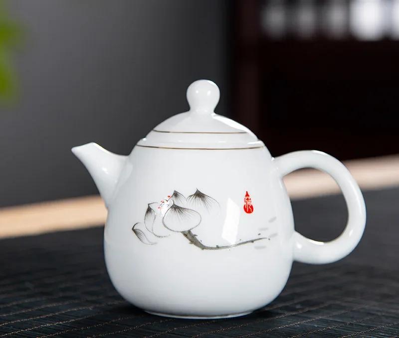 White Porcelain Teapot Exquisite Enamel Color Teapot Samovar Puer Tea Pot and Cup Set Tea Brewing Kettle Yixing Clay Kettle Pots